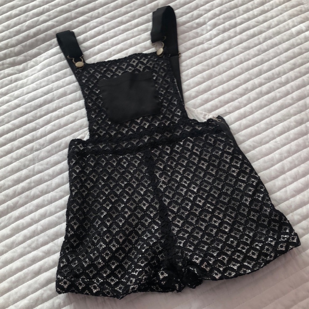Girls size 10\12 black and white lace overalls